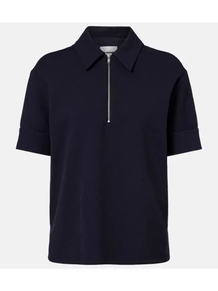 Tricou polo Jil Sander din jerseu albastru