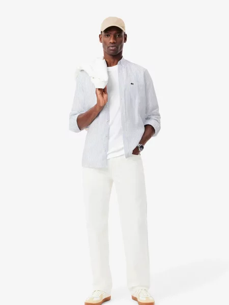 Лляна сорочка Lacoste блакитна