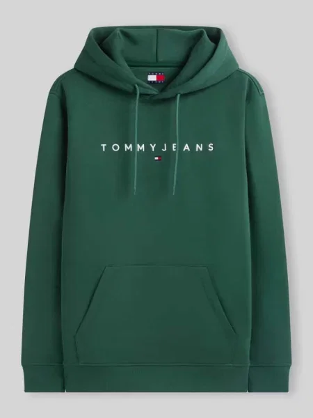 Bluza z kapturem o kroju regular fit z napisem z logo Tommy Jeans zielona