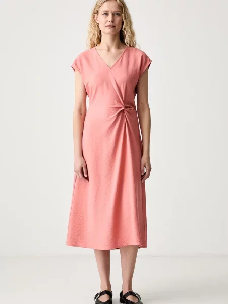 Calvin Klein rochie de vară cu vâscoză roz