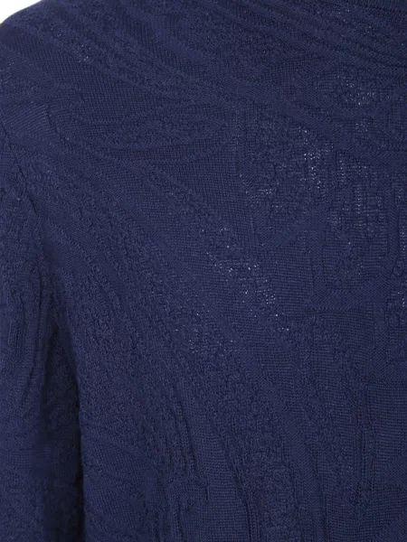 Lung pulover Etro cu model paisley din jacard albastru