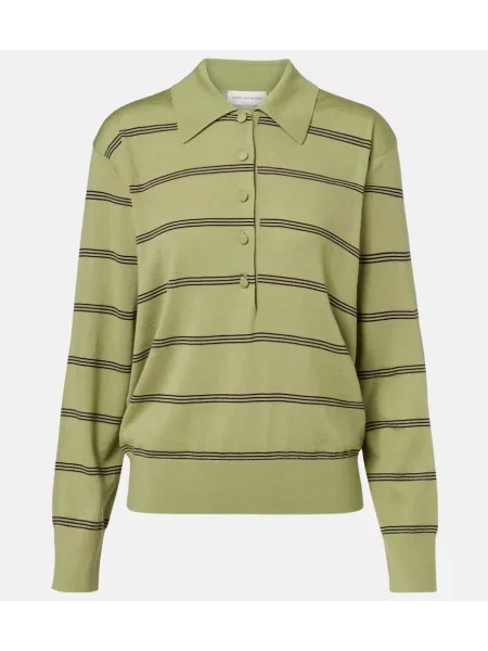 Pulover Dries Van Noten de lână cu dungi verde