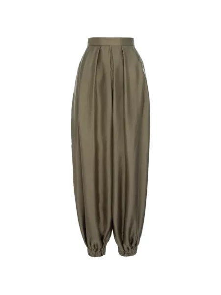 Pantaloni Manuri de mătase verde