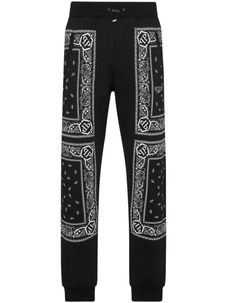 Pantaloni Philipp Plein cu imagine cu model paisley negru