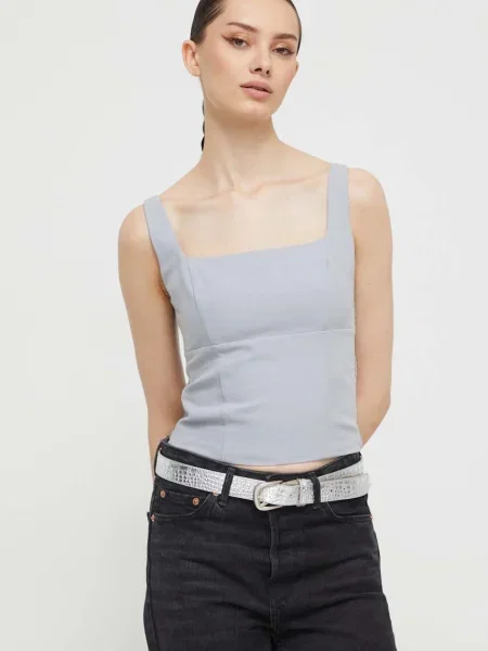 Блуза Abercrombie & Fitch с изчистен дизайн сиво