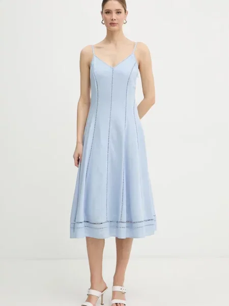 Karl Lagerfeld rochie cu amestec de in albastru