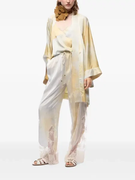 Cu centură curea Pinko din satin cu gradient galben