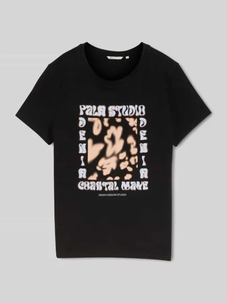 Męski t-shirt o kroju regular fit z czystej bawełny Tom Tailor Denim czarna