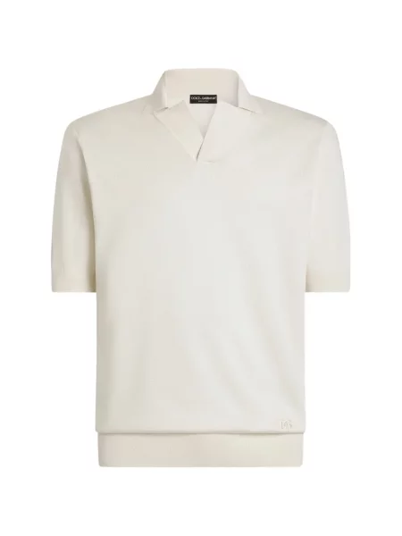 Tricou polo Dolce & Gabbana de mătase alb