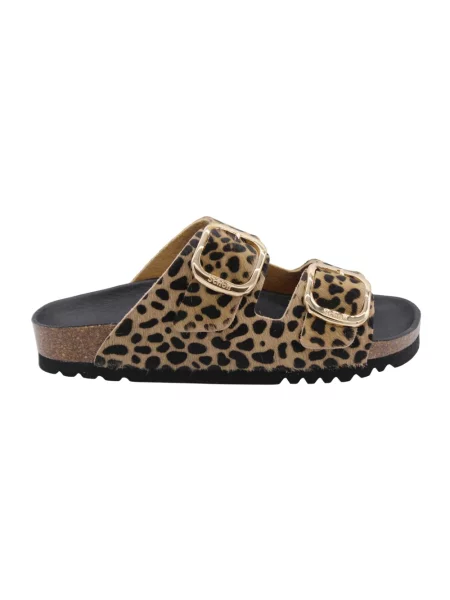 Klapki Scholl Noelle Pony Leather leopard brązowe