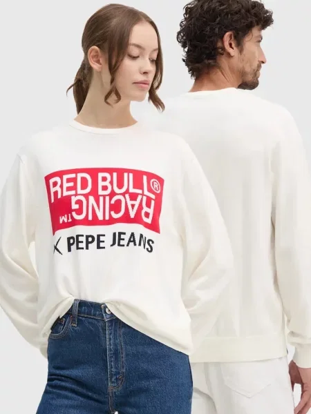 Pulover Red Bull Racing x Pepe Jeans lagani bež