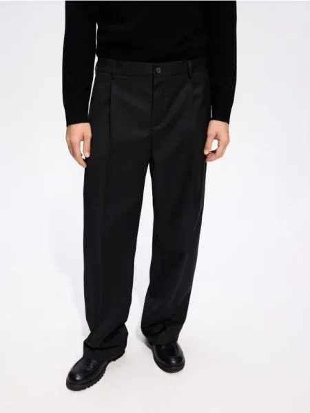 Reserved Pantaloni cu adaos de lână negru