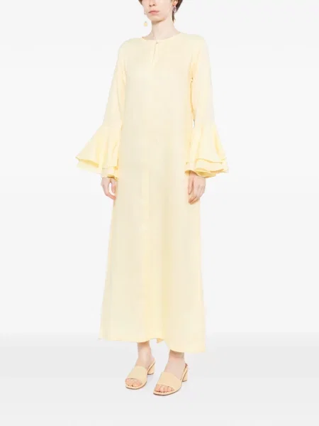 Rochie Bambah de in cu volane galben