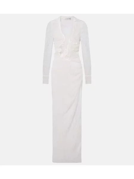 Rochie Christopher Esber transparente din dantelă alb