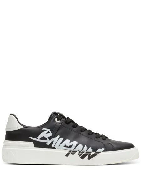 Sneakerși Balmain cu șireturi cu imagine din dantelă negru