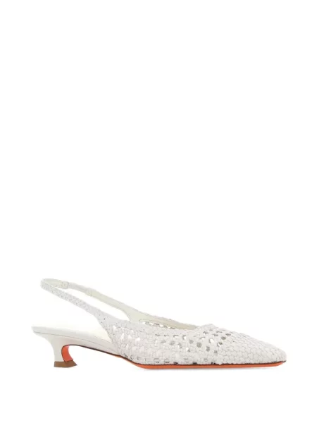 Pantofi cu toc Santoni slingback alb