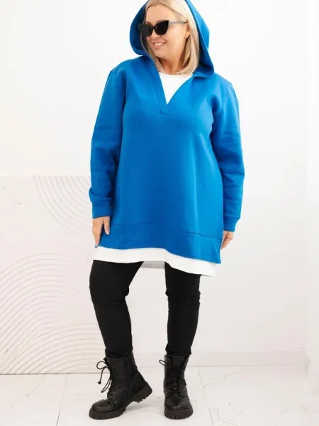 Bluza z kapturem Kesi z kapturem z dekoltem w serek czarna