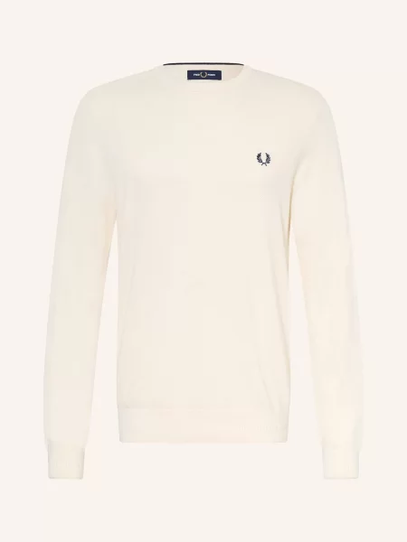 Fred Perry Sweter Z Piki weiss beżowy