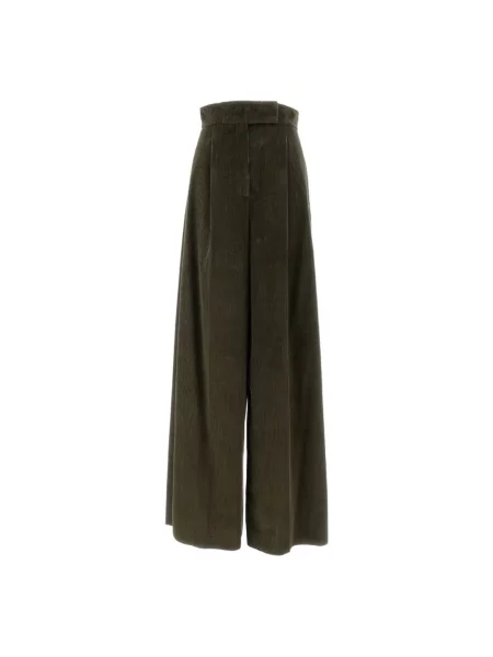 Aksamitne spodnie Max Mara zielone