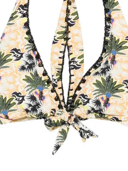 Bikini Anjuna cu imagine cu gât halter galben