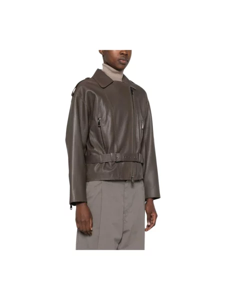 Kurtka skórzana Emporio Armani brązowa