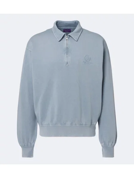 Tricou polo Ralph Lauren Purple Label din cașmir albastru