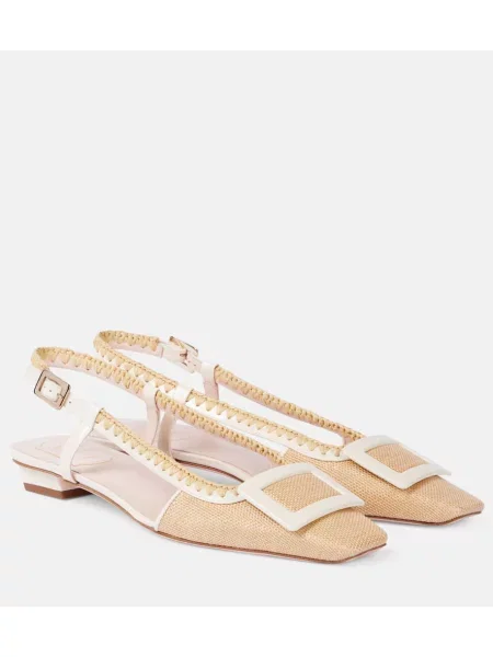 Platno balerinke Roger Vivier z odprtimi petami bež