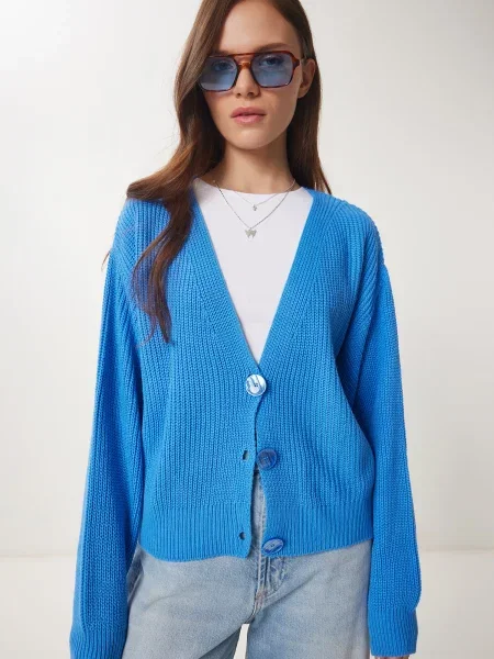 Happiness İstanbul Geacă tricotată turcoaz