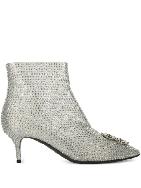 Cizme scurte Moschino de cristal argintiu