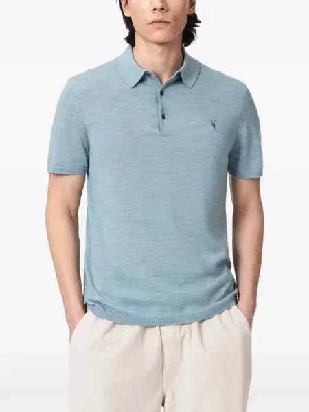 Scurt tricou polo Allsaints de lână albastru