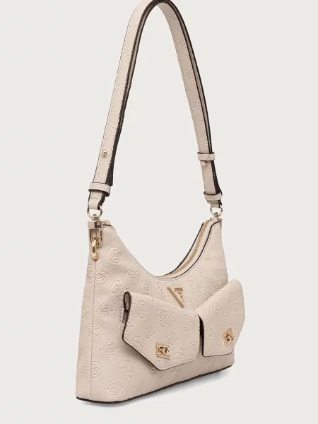 Geanta hobo Guess din piele bej