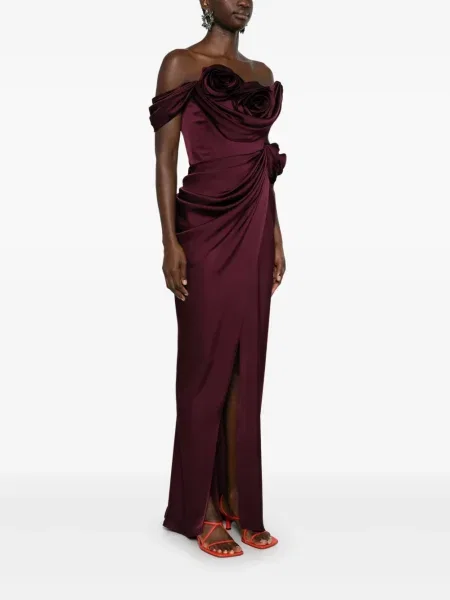 Rochie Ana Radu cu model floral drapată roșu