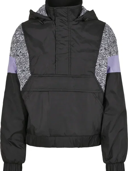 Urban Classics Přechodná bunda fialová / černá bílá