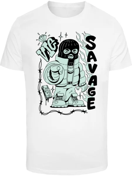 Mister Tee Tricou Savage Balaclava verde mentă / negru alb