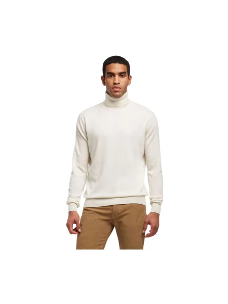 Sweter z golfem Brooks Brothers z kaszmiru do golfa beżowy