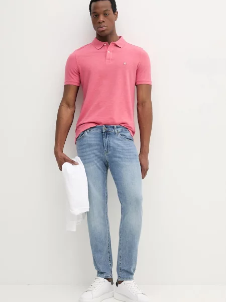 Меланжевое поло United Colors Of Benetton оранжевое