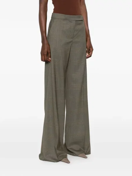 Pantaloni Max Mara în carouri verde