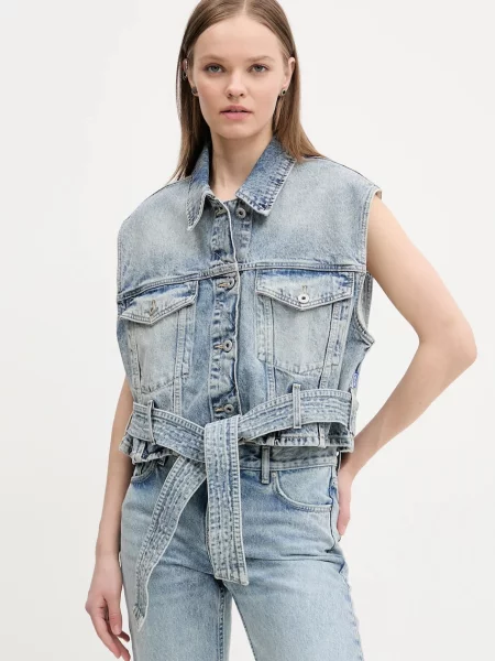 Hugo Blue vesta de blugi femei de tranzitie albastru