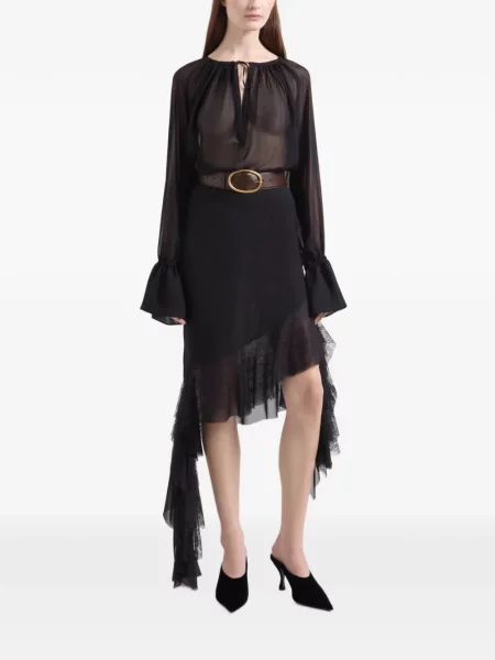 Fustă midi Nina Ricci din dantelă negru