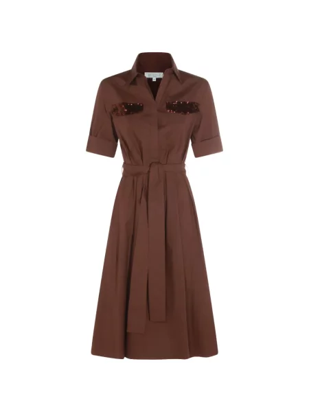 Rochie midi Antonelli cu paiete de costum maro