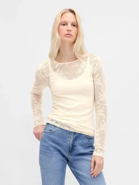 Przezroczysty top Gap koronkowy