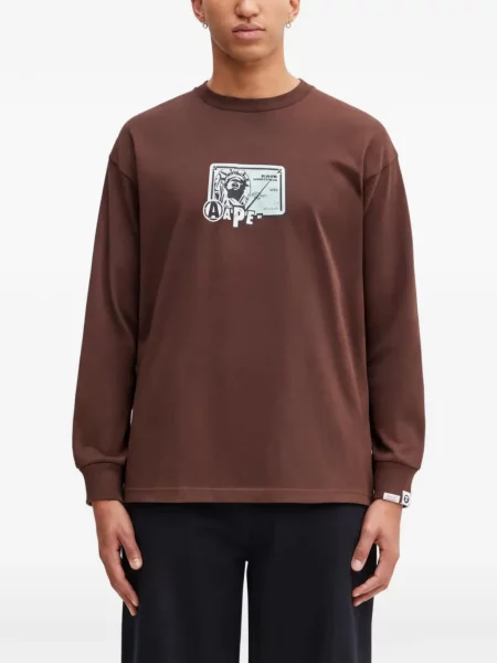 Lung tricou Aape By A Bathing Ape cu imagine maro