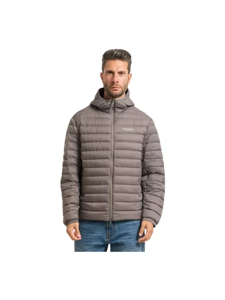 Kurtka puchowa Armani Exchange z wysokim kołnierzem szara