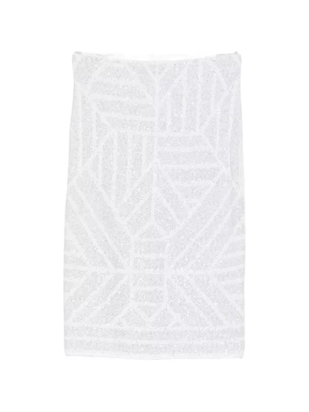 Fustă midi Circus Hotel cu paiete până la genunchi alb