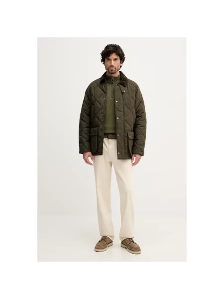 Lniany sweter Barbour zielony