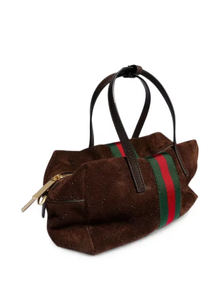 Geantă shopper Gucci din piele de căprioară maro