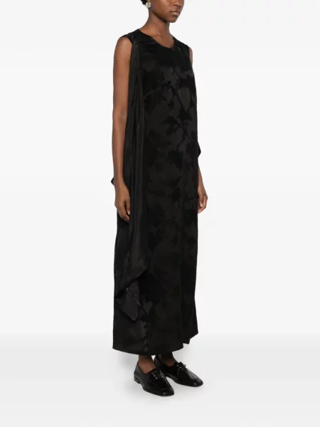 Rochie midi Uma Wang cu model floral drapată negru