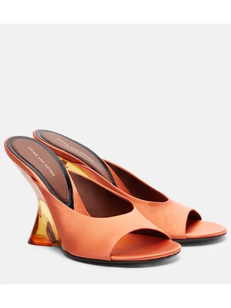 Satenaste mules Dries Van Noten s polno peto oranžna