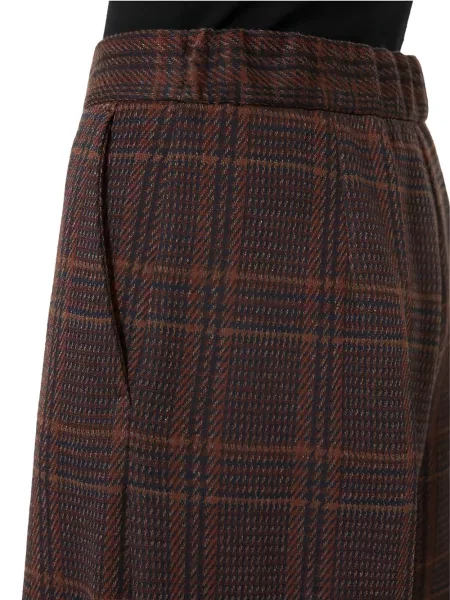 Pantaloni Max Mara în carouri din jerseu maro