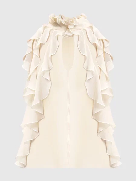 Шелковый топ Alexander Mcqueen с рюшами белый